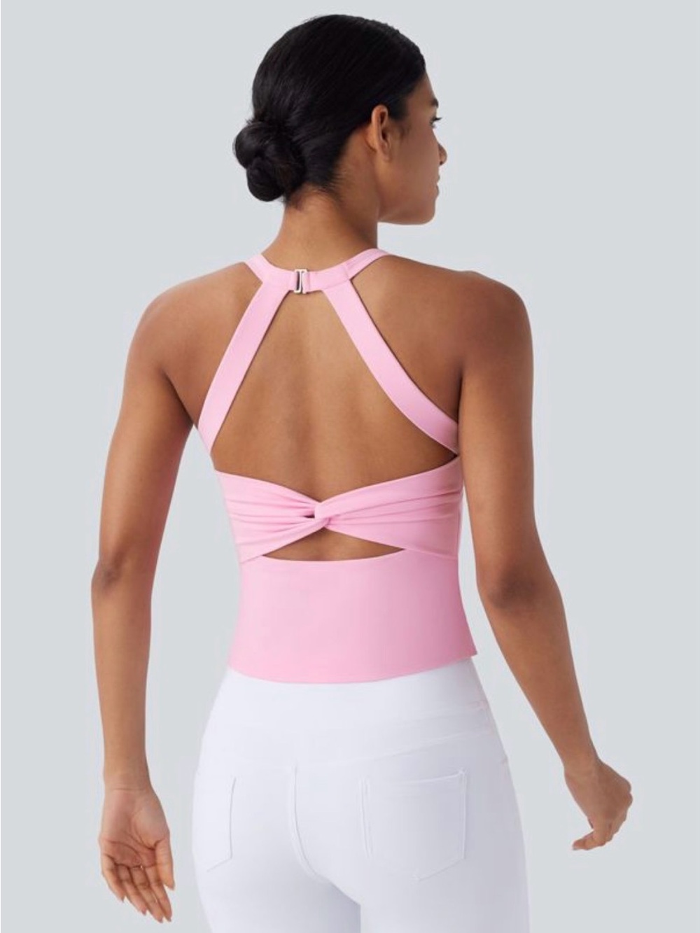 Soft Buttery Pink Cut Out Twist-Back Athletic Yoga Tank Top NWT